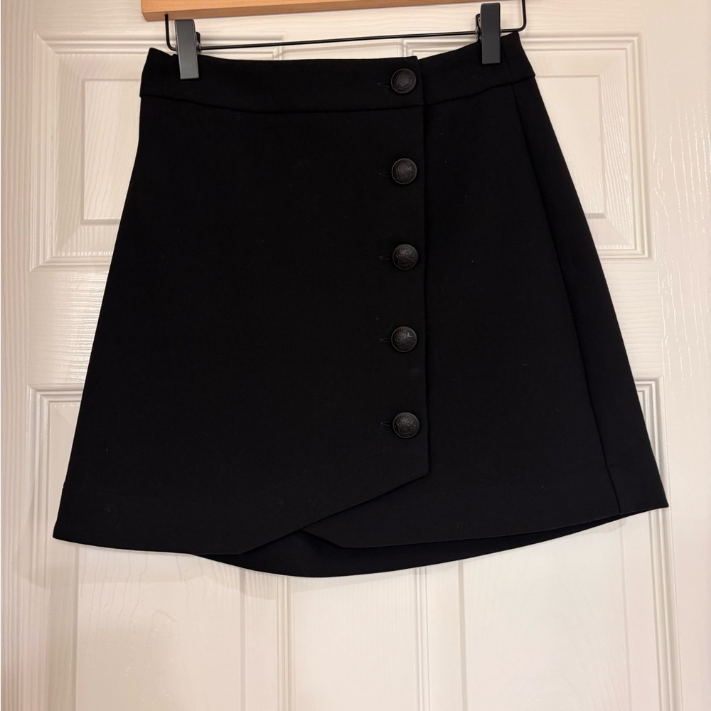 Express Black Mini A-Line Skirt with Asymmetrical Wrap for Work